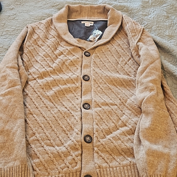 Carbon 2 Cobalt Sweater Mens XL Wheat Cardigan Button Front Cotton Casual - Picture 4 of 8